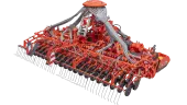 Seminatrice combinata al lavoro, composta dall’erpice rotante HR 6040 RCS e dalla barra di semina BTFR 6030