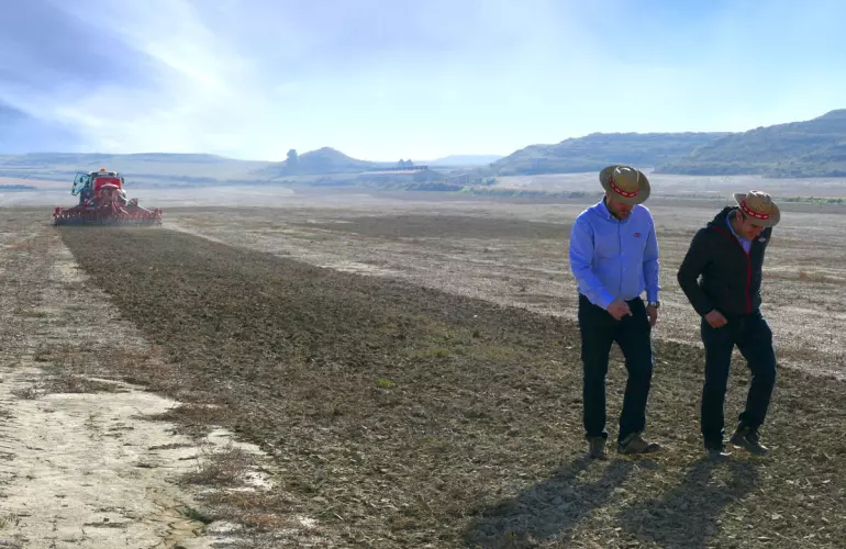 direkt vetőgép dolgozik a szántóföldön