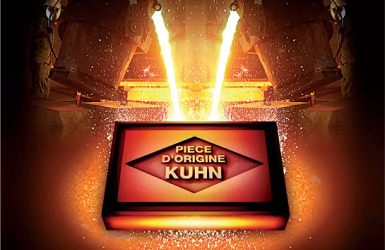 Vista de la fundición KUHN creando el logotipo de piezas originales KUHN