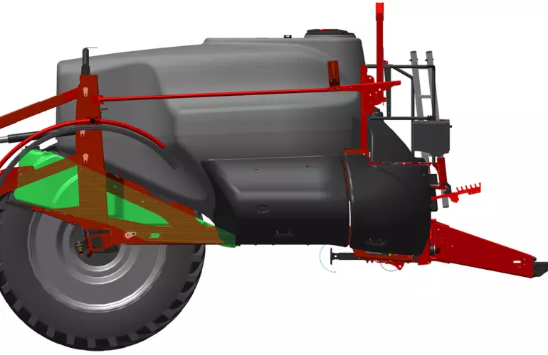 Az öblítőtartály a gép tömegközéppontjában