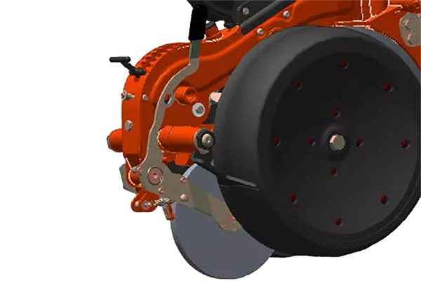 A magvak csírázása nagymértékben javul a rozsdamentes acél köztes tömörítőkerekeknek köszönhetően, amelyek elősegíti a talaj-mag érintkezést.