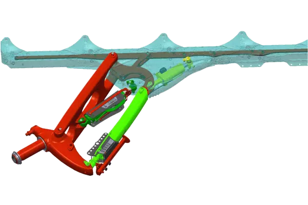 A fogásszélesség-változtatási rendszer 100%-ban védett helyen, a gerendely belsejében működik.
