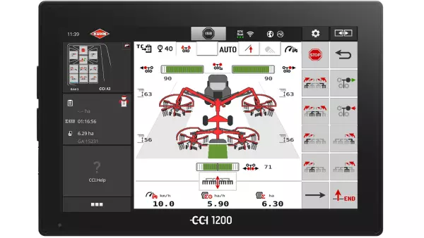 A CCI 1200 terminál MaxiView funkciójával a kényelmes megtekintés érdekében teljes méretre nagyított információs ablak
