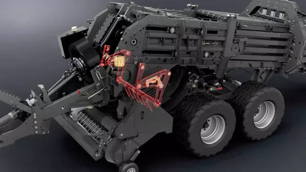 Ez az előkamrarendszer biztosítja a terményszelvények folyamatos beadagolását, ami tömör, szabályos sarkokkal rendelkező bálákat biztosít.