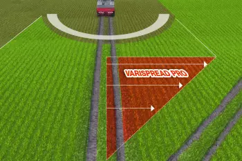VARISPREAD PRO: Folyamatos Section Control szakaszvezérlés nagy sebességnél, méterenként egy szakasz kezelésével a SpeedServo segítségével